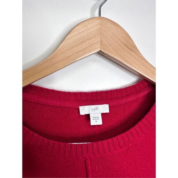 J Jill Sweater Womens Red Medium Crewneck With Pockets - Picture 4 of 5